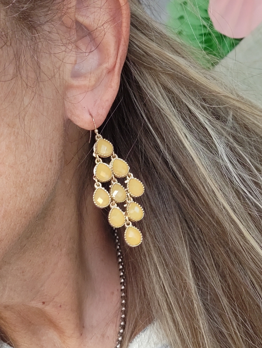 Y2K Faceted Citrine Chandelier Drop Earrings